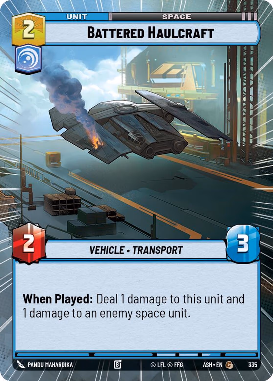 Battered Haulcraft ASH-335 Hyperspace Star Wars Unlimited card