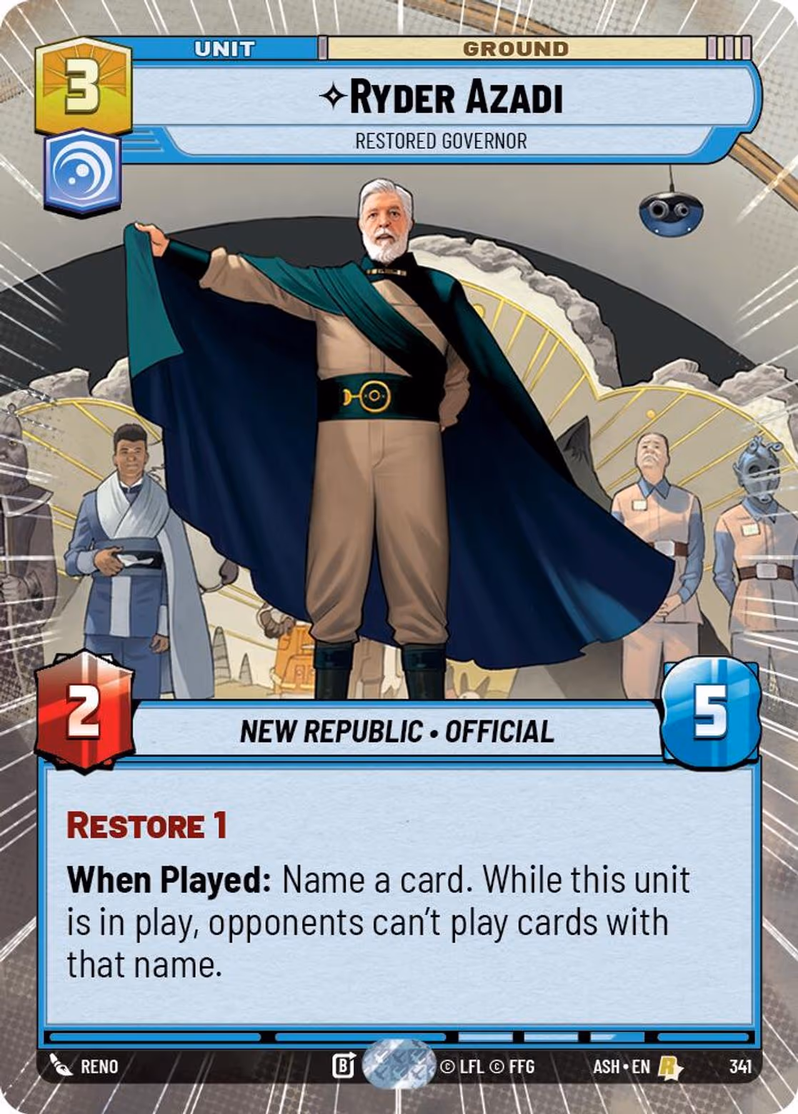 Ryder Azadi - Restored Governor ASH-341 Hyperspace Star Wars Unlimited card