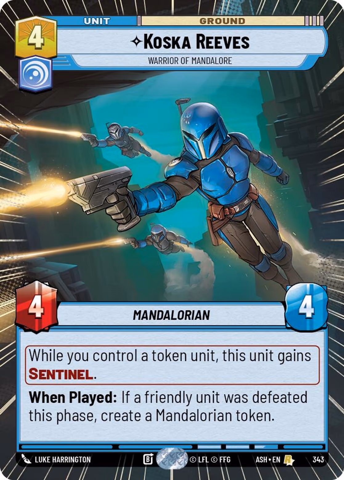 Koska Reeves - Warrior of Mandalore ASH-343 Hyperspace Star Wars Unlimited card