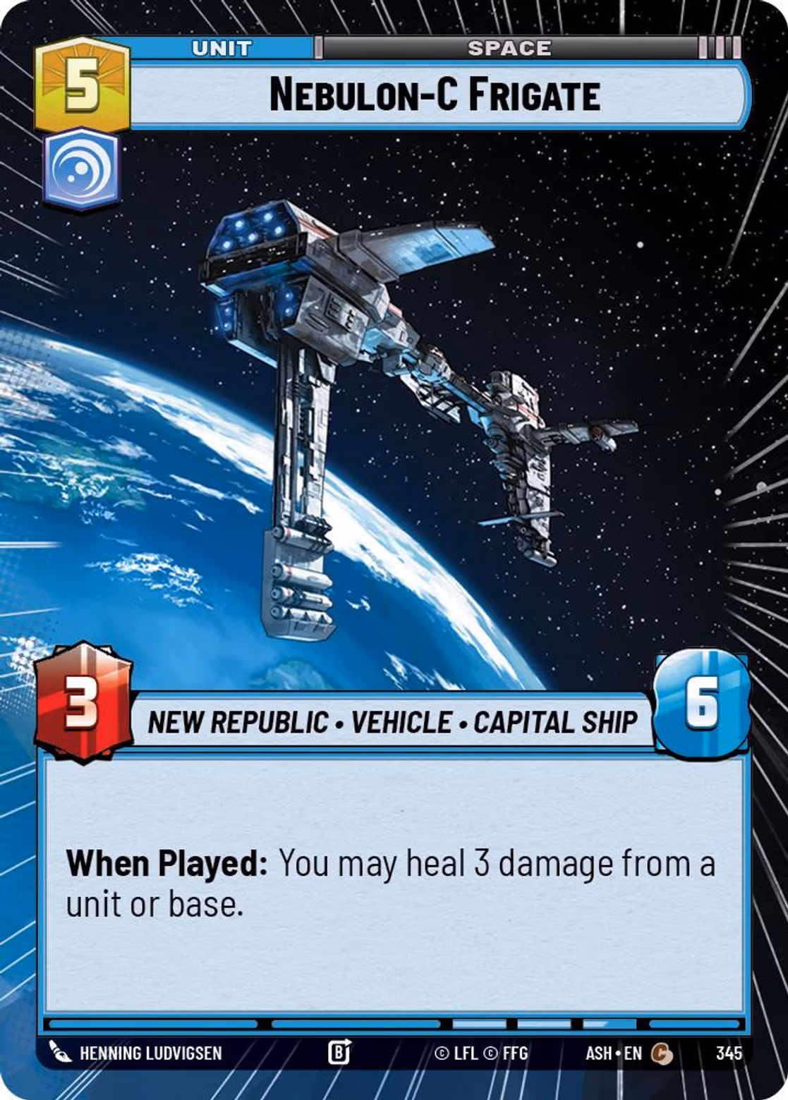 Nebulon-C Frigate ASH-345 Hyperspace Star Wars Unlimited card