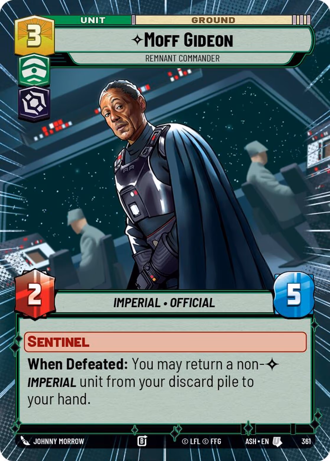 Moff Gideon - Remnant Commander ASH-361 Hyperspace Star Wars Unlimited card