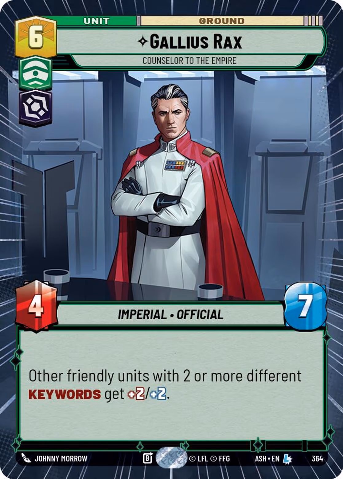 Gallius Rax - Counselor to the Empire ASH-364 Hyperspace Star Wars Unlimited card