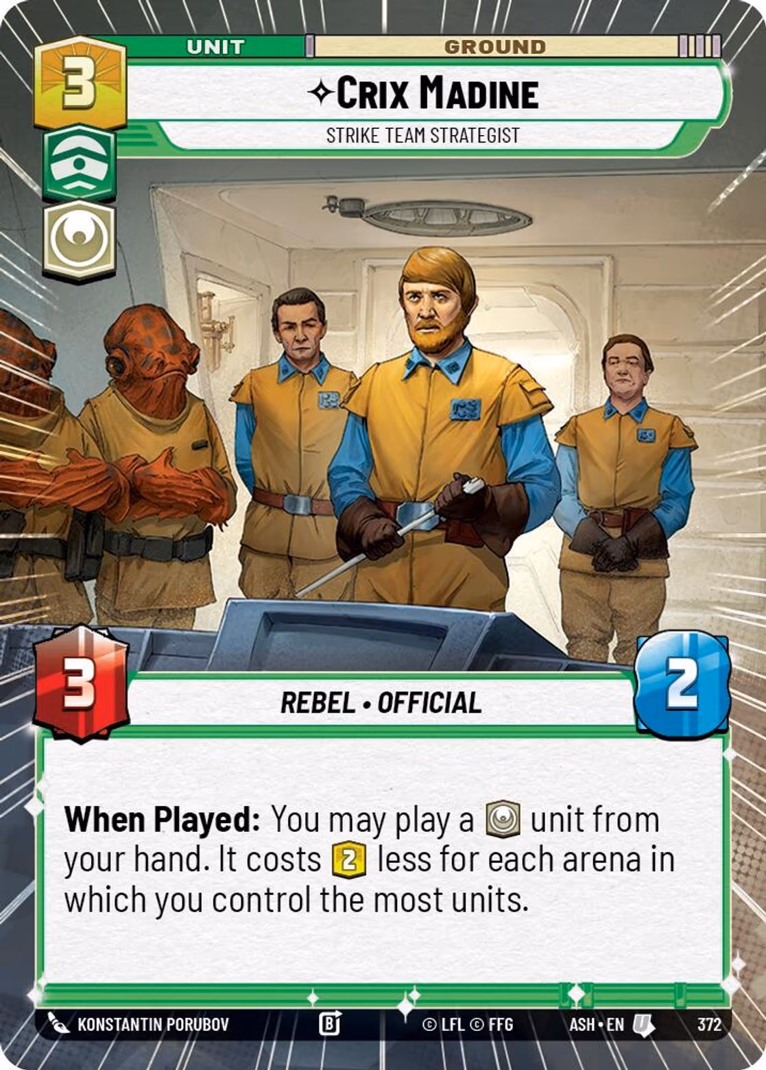 Crix Madine - Strike Team Strategist ASH-372 Hyperspace Star Wars Unlimited card