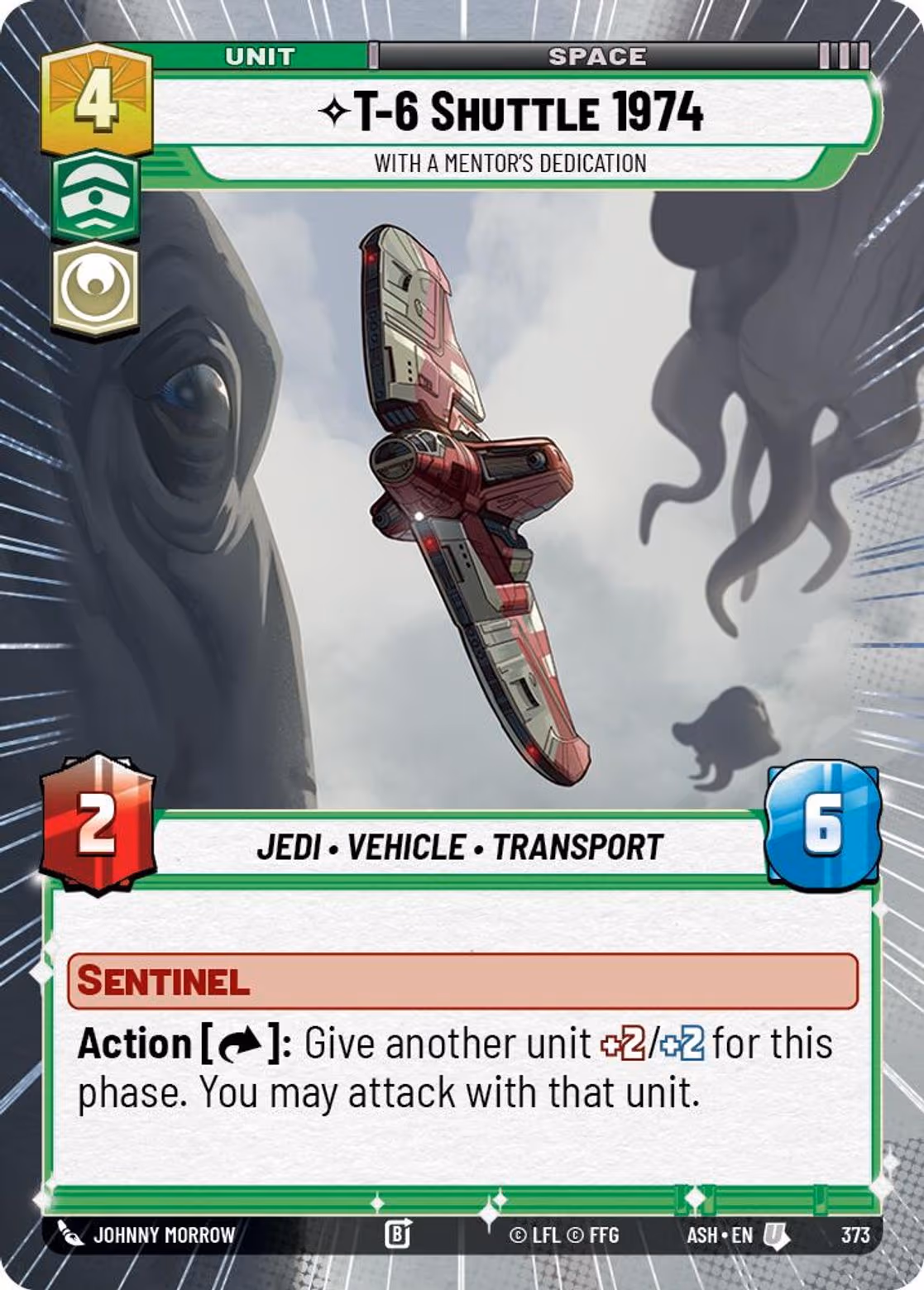 T-6 Shuttle 1974 - With a Mentor's Dedication ASH-373 Hyperspace Star Wars Unlimited card