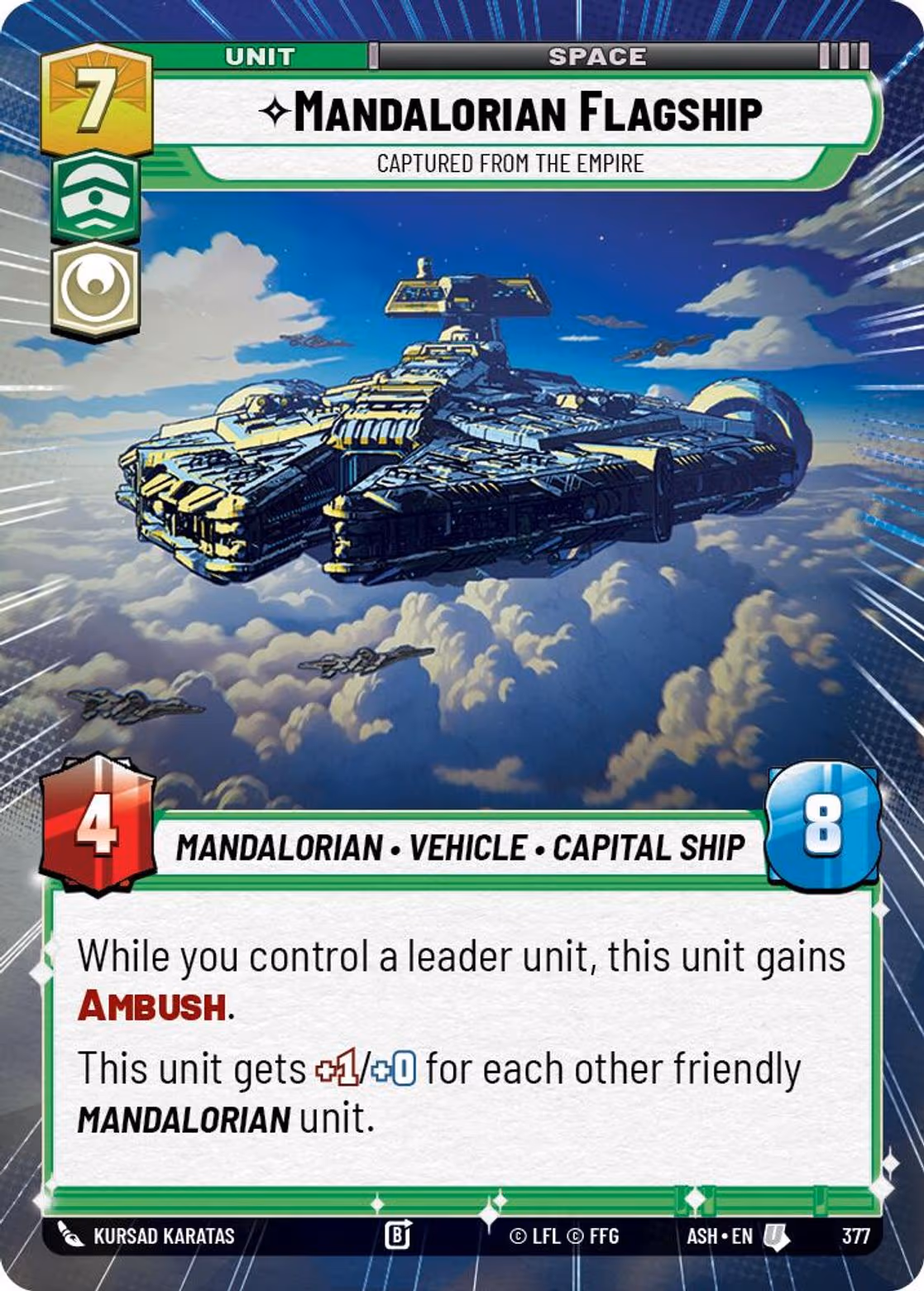 Mandalorian Flagship - Captured from the Empire ASH-377 Hyperspace Star Wars Unlimited card
