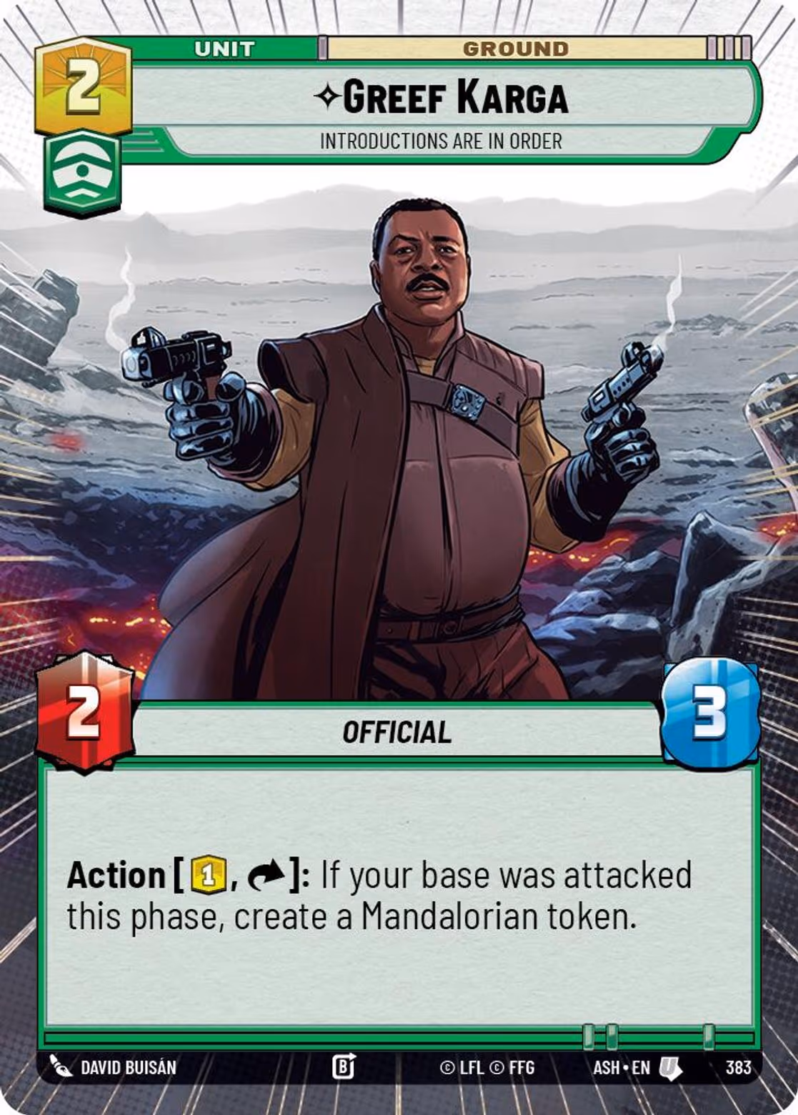 Greef Karga - Introductions are in Order ASH-383 Hyperspace Star Wars Unlimited card
