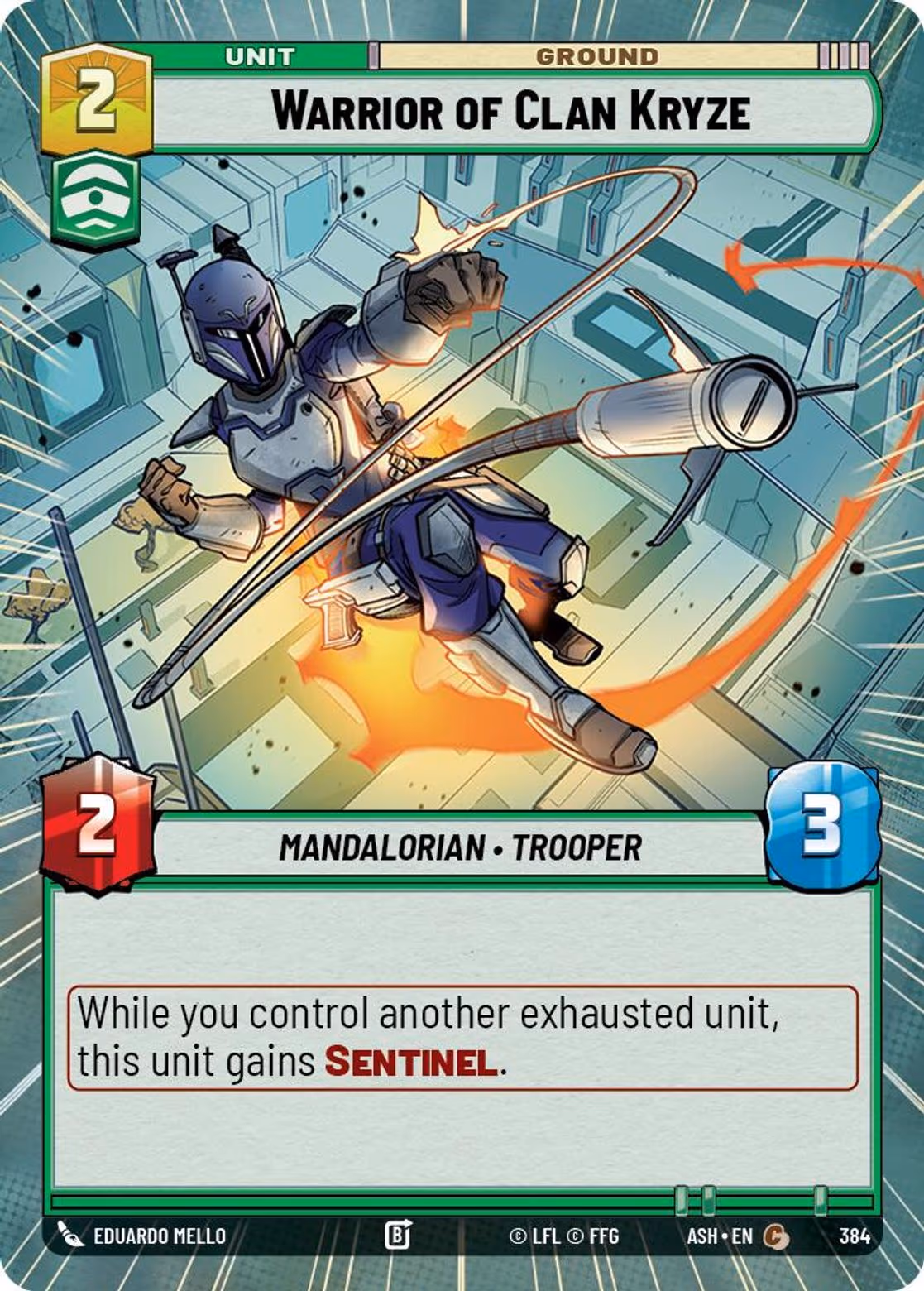 Warrior of Clan Kryze ASH-384 Hyperspace Star Wars Unlimited card