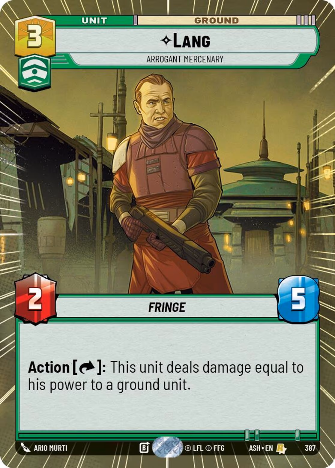Lang - Arrogant Mercenary ASH-387 Hyperspace Star Wars Unlimited card