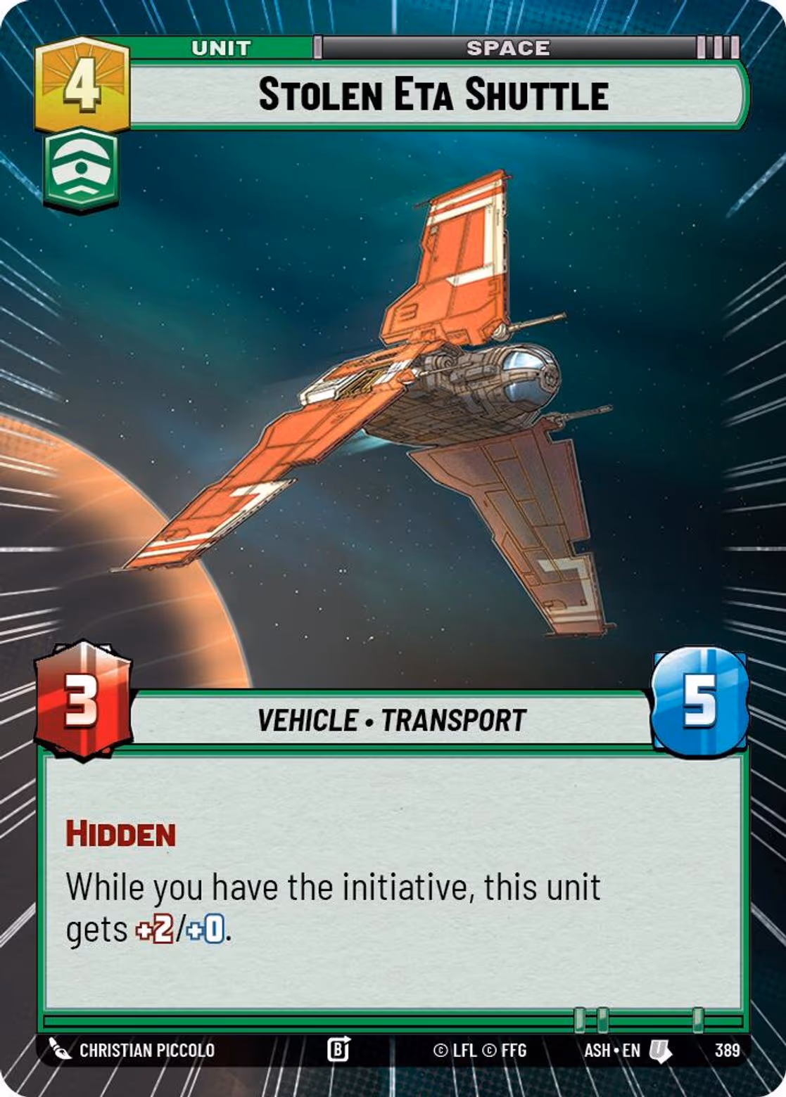 Stolen Eta Shuttle ASH-389 Hyperspace Star Wars Unlimited card