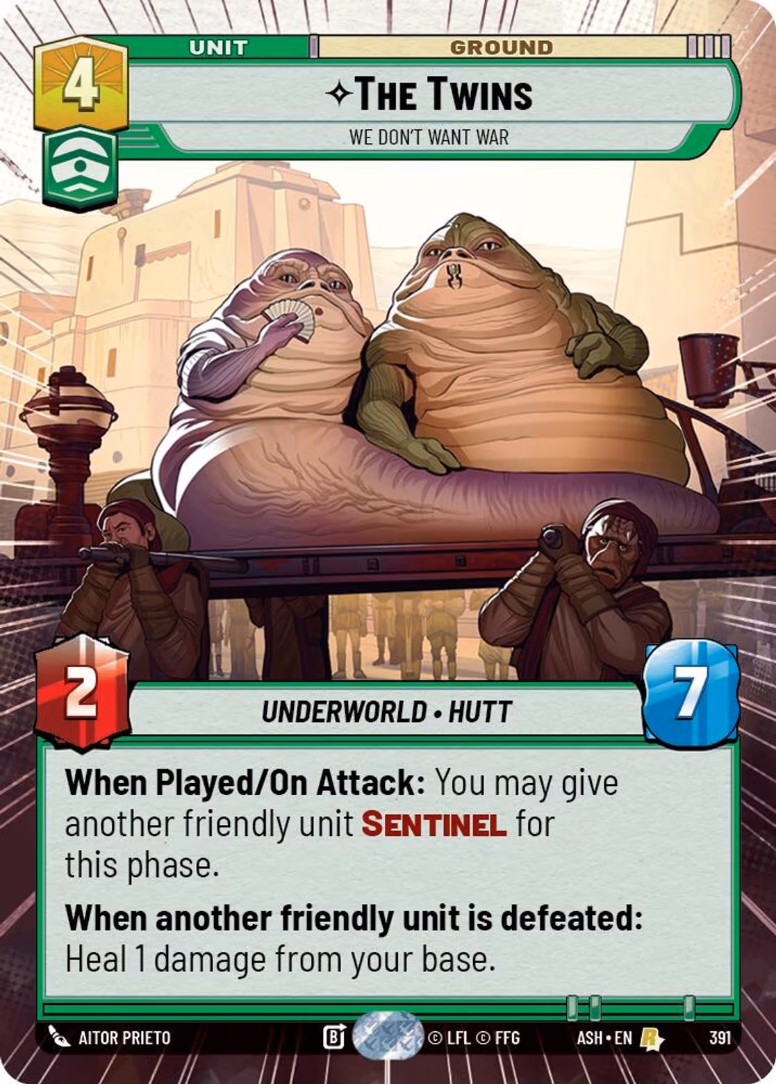 The Twins - We Don't Want War ASH-391 Hyperspace Star Wars Unlimited card