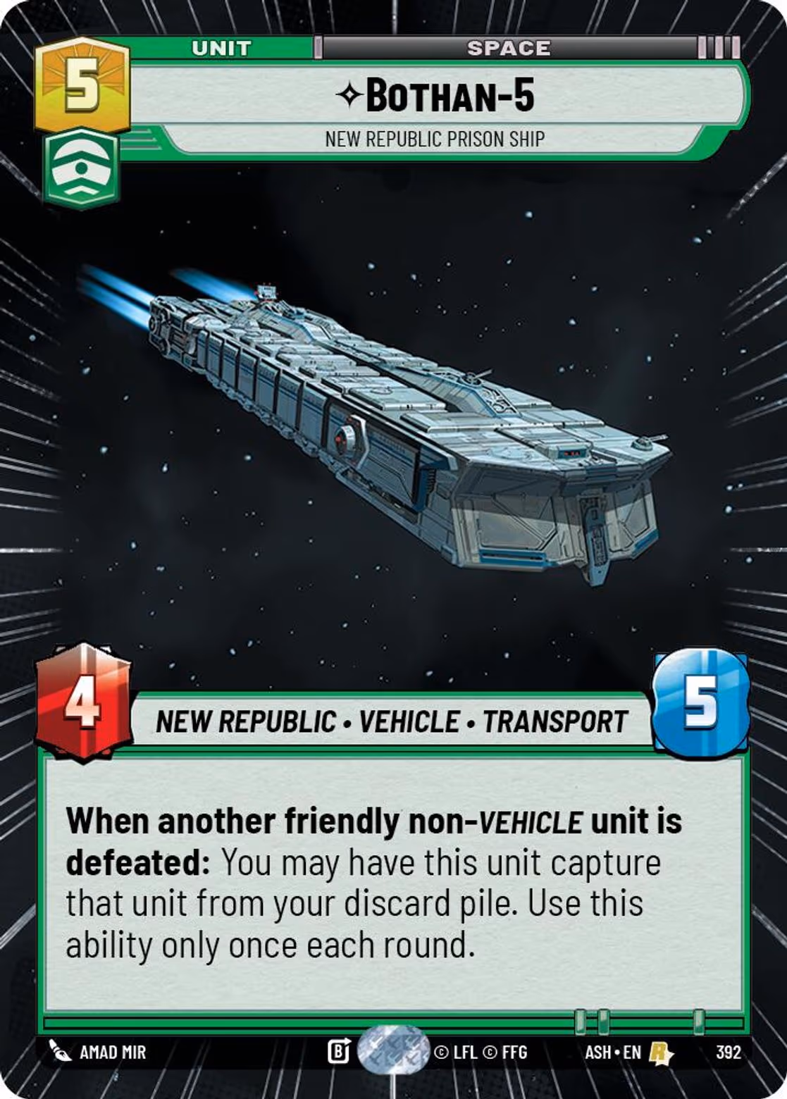 Bothan-5 - New Republic Prison Ship ASH-392 Hyperspace Star Wars Unlimited card