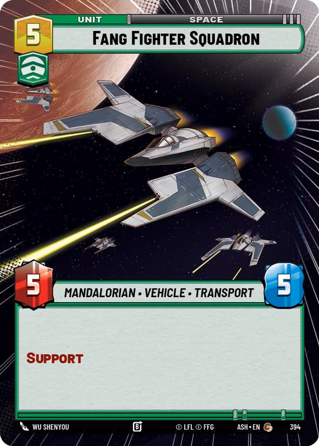 Fang Fighter Squadron ASH-394 Hyperspace Star Wars Unlimited card