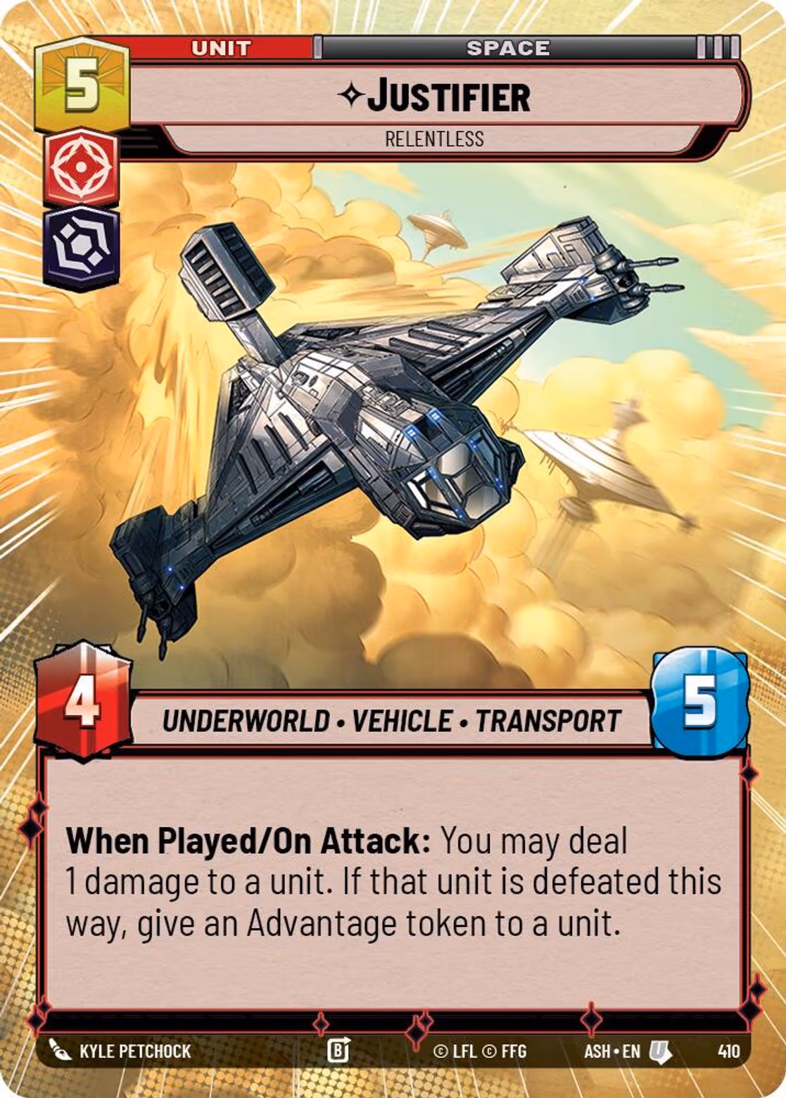 Justifier - Relentless ASH-410 Hyperspace Star Wars Unlimited card