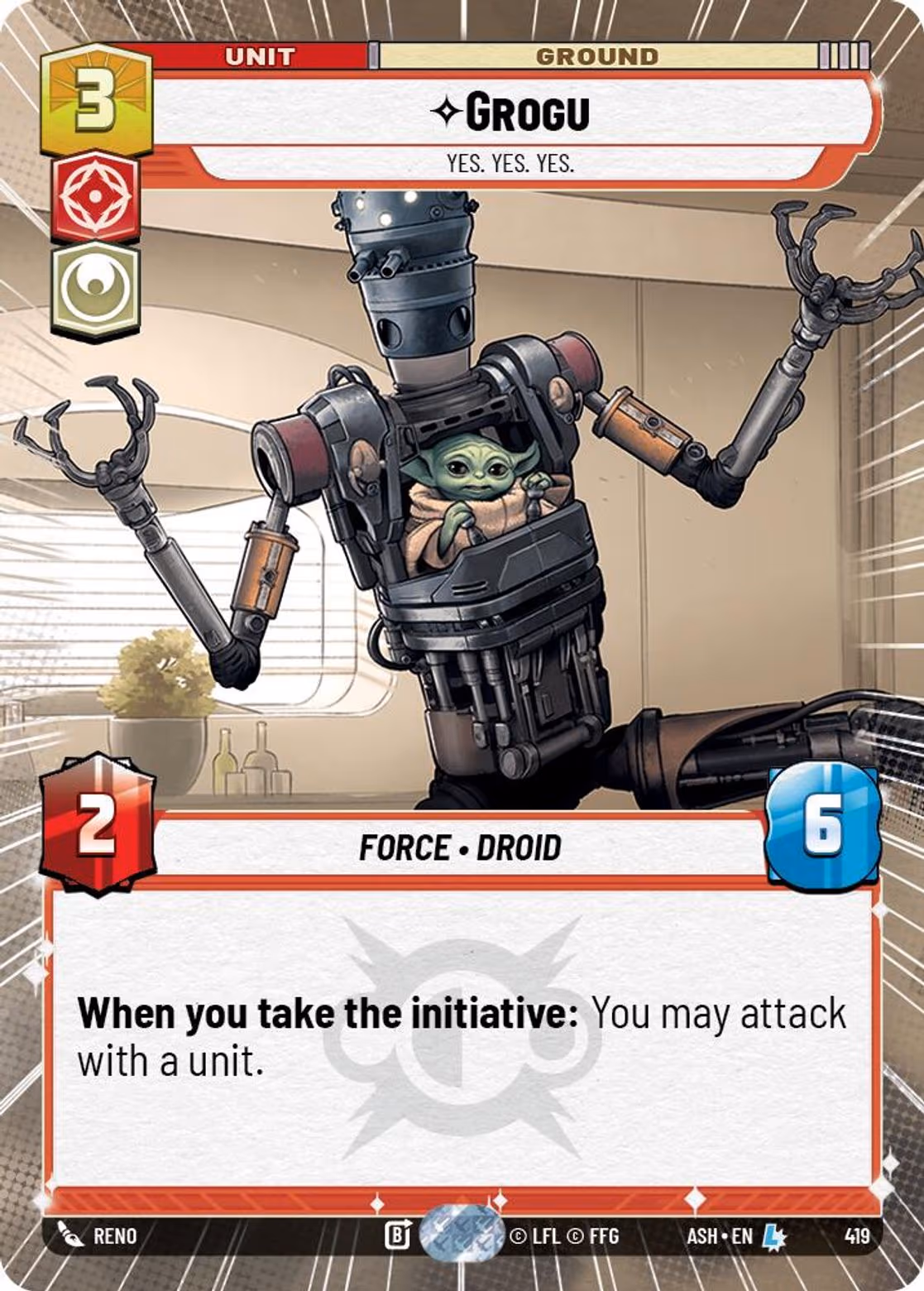 Grogu - Yes. Yes. Yes. ASH-419 Hyperspace Star Wars Unlimited card