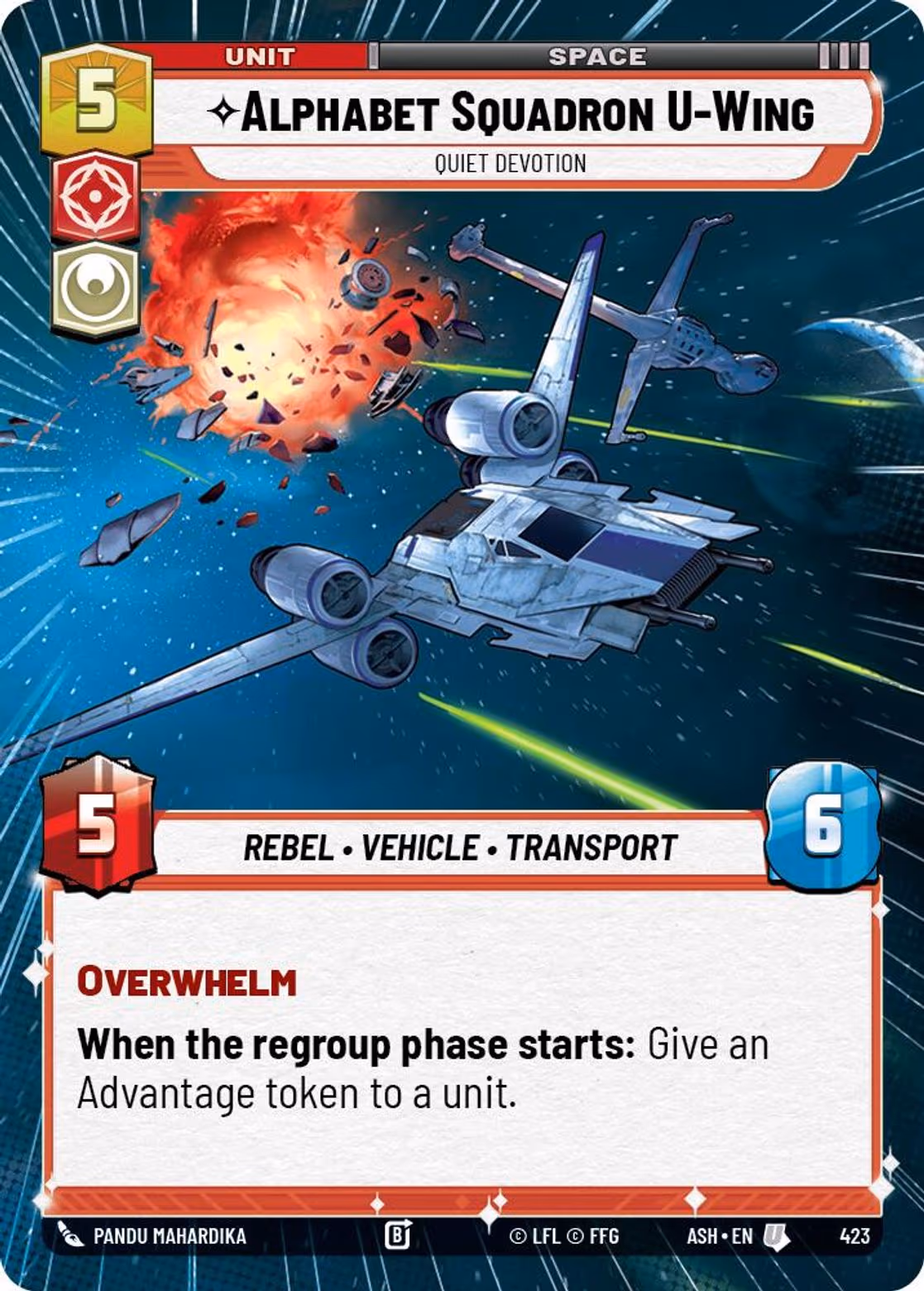 Alphabet Squadron U-Wing - Quiet Devotion ASH-423 Hyperspace Star Wars Unlimited card