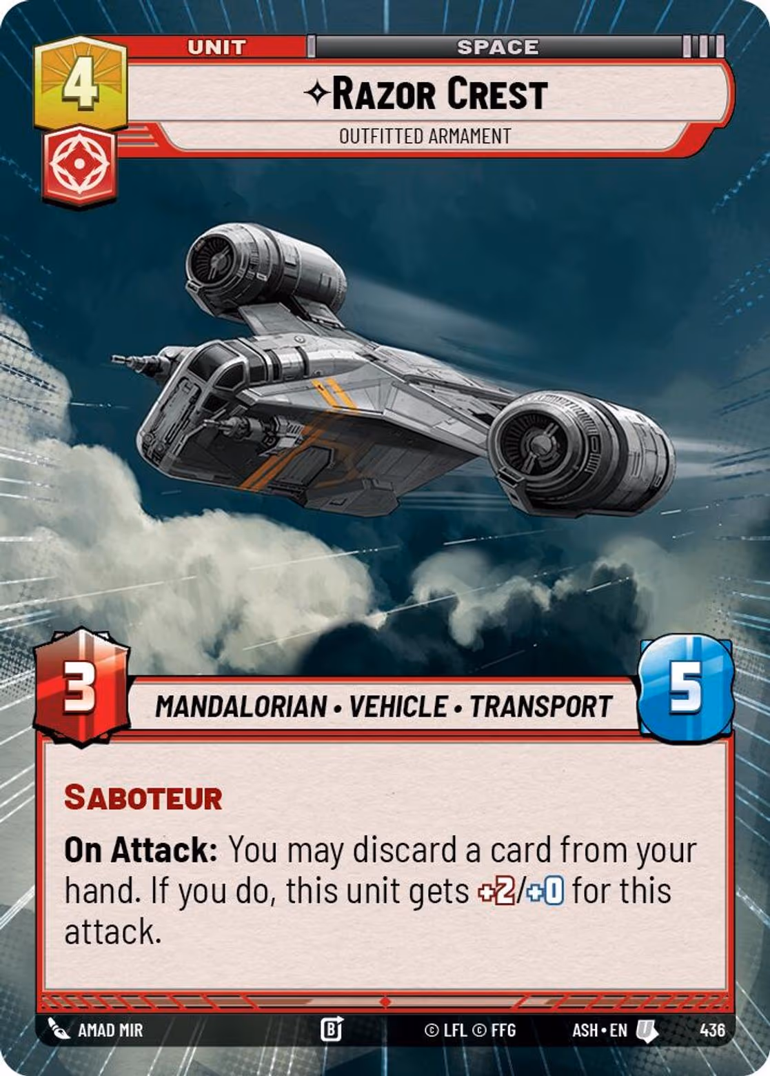 Razor Crest - Outfitted Armament ASH-436 Hyperspace Star Wars Unlimited card