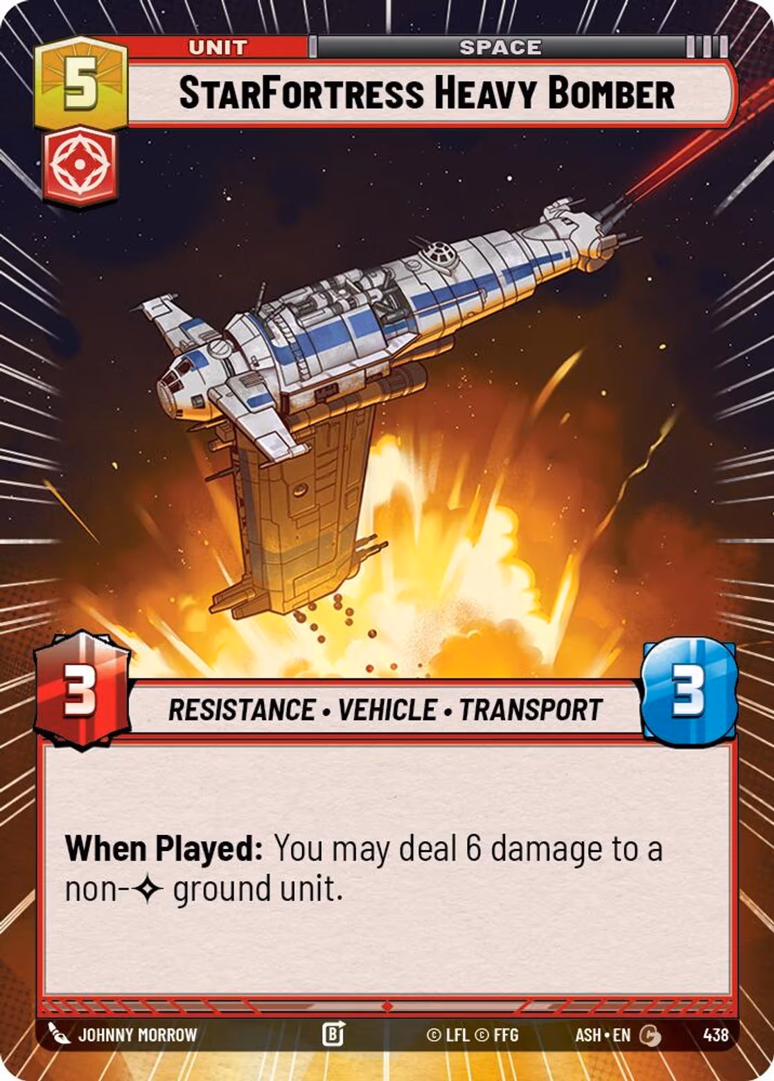 StarFortress Heavy Bomber ASH-438 Hyperspace Star Wars Unlimited card