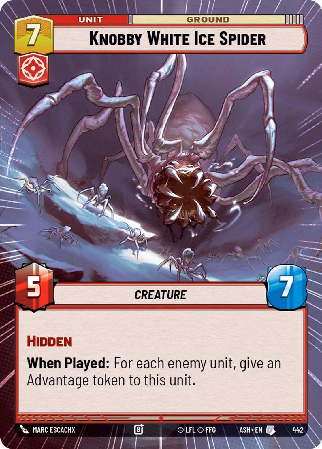 Knobby White Ice Spider ASH-442 Hyperspace Star Wars Unlimited card