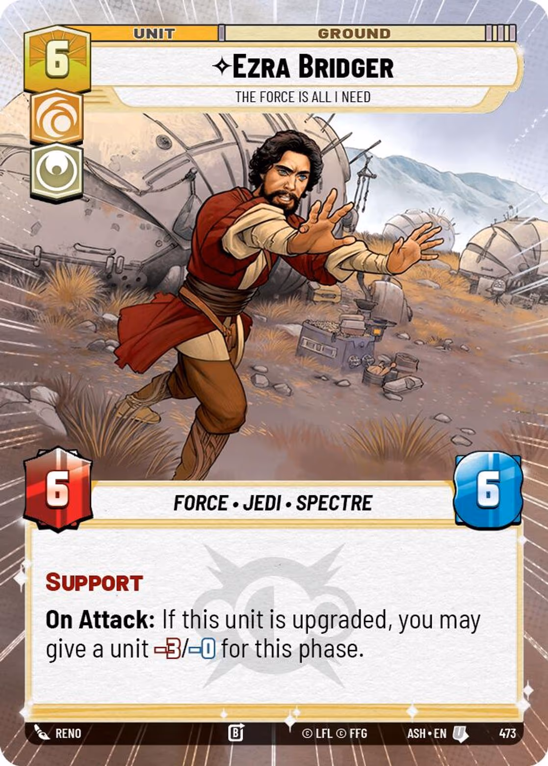 Ezra Bridger - The Force is All I Need ASH-473 Hyperspace Star Wars Unlimited card