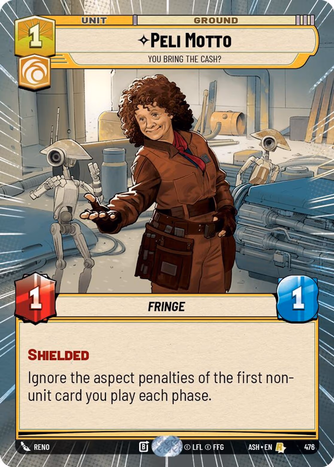 Peli Motto - You Bring the Cash? ASH-476 Hyperspace Star Wars Unlimited card