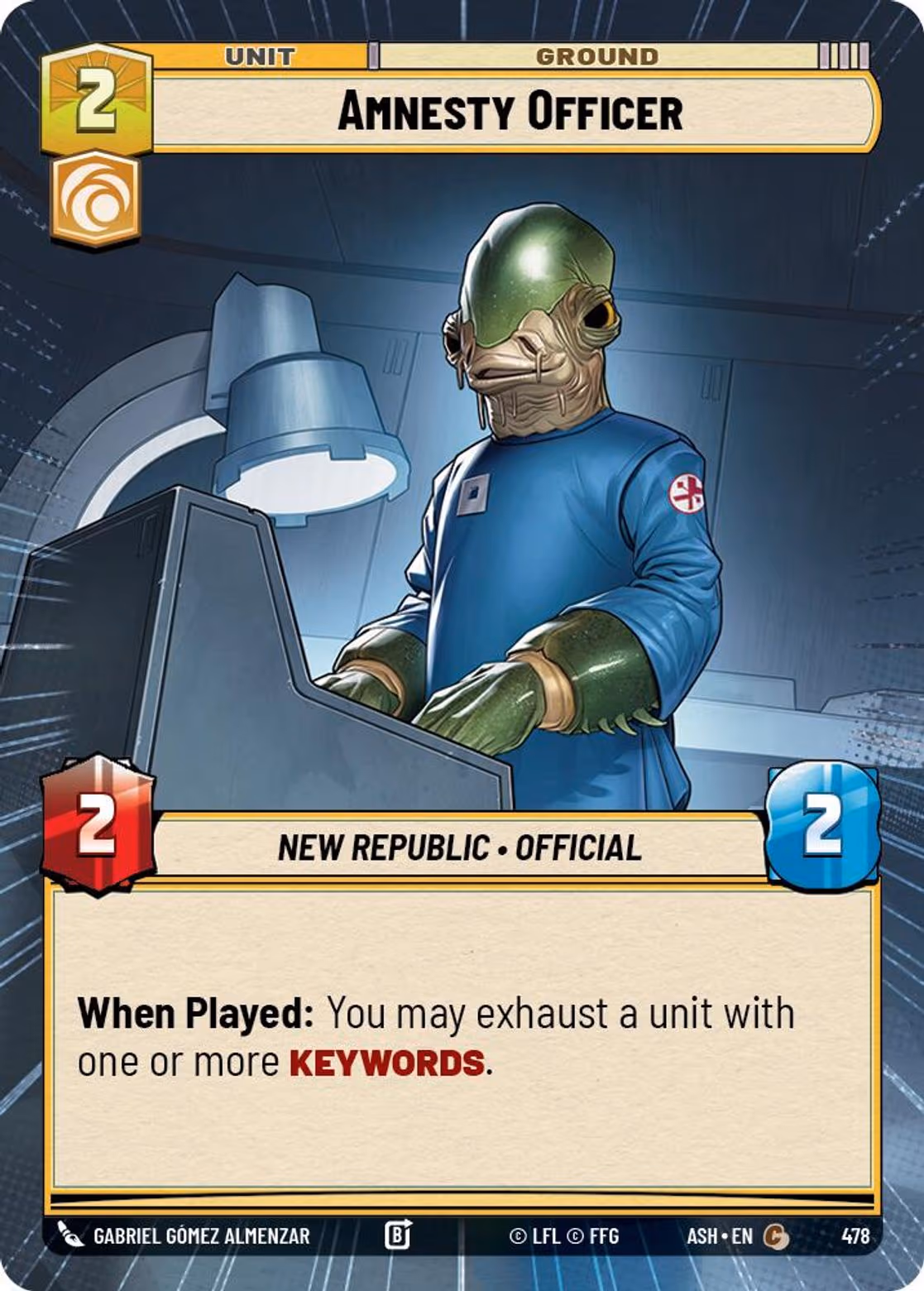 Amnesty Officer ASH-478 Hyperspace Star Wars Unlimited card