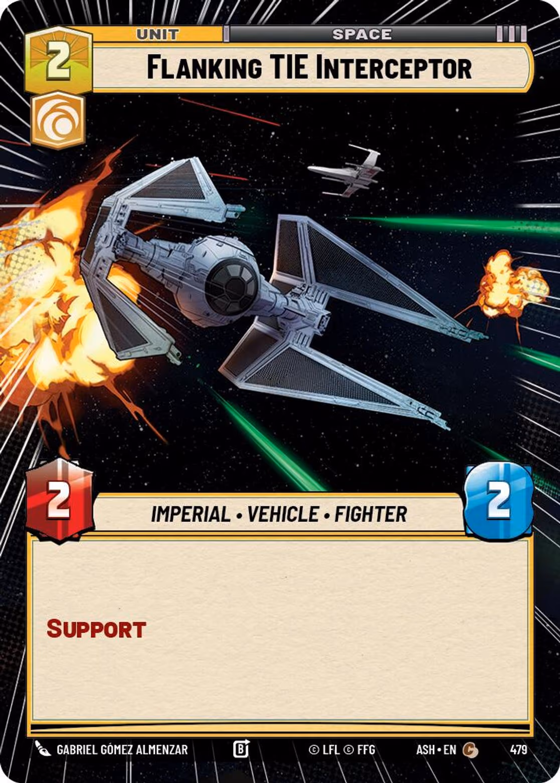 Flanking TIE Interceptor ASH-479 Hyperspace Star Wars Unlimited card
