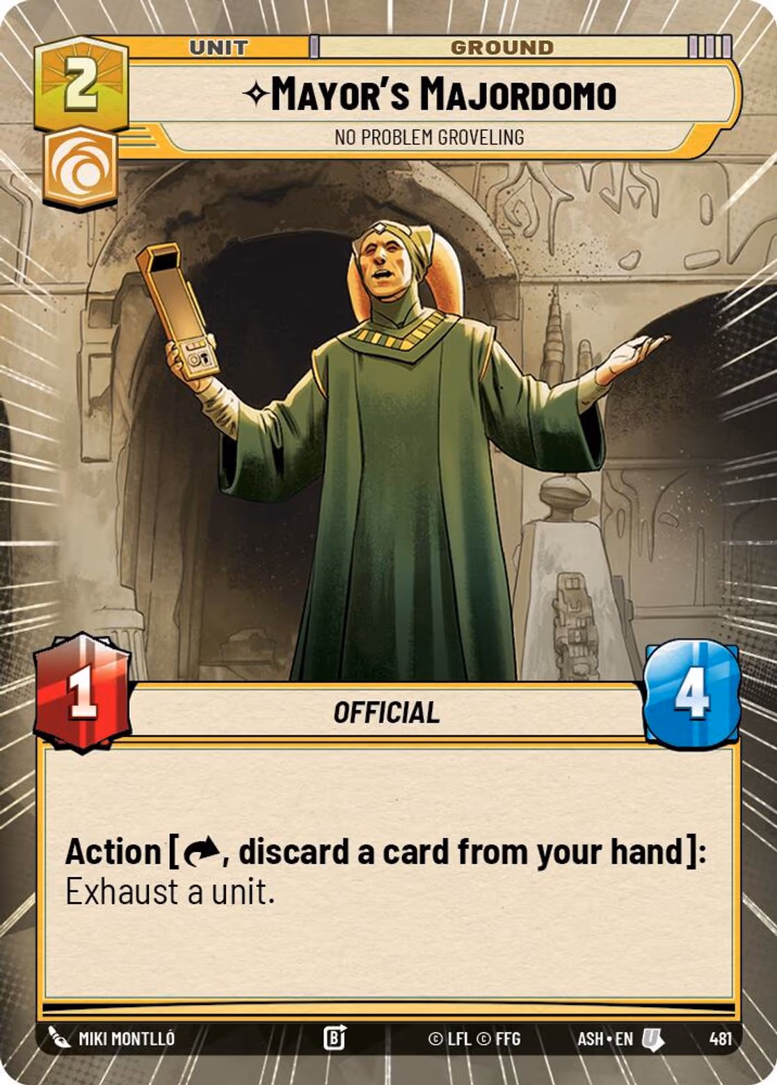 Mayor's Majordomo - No Problem Groveling ASH-481 Hyperspace Star Wars Unlimited card