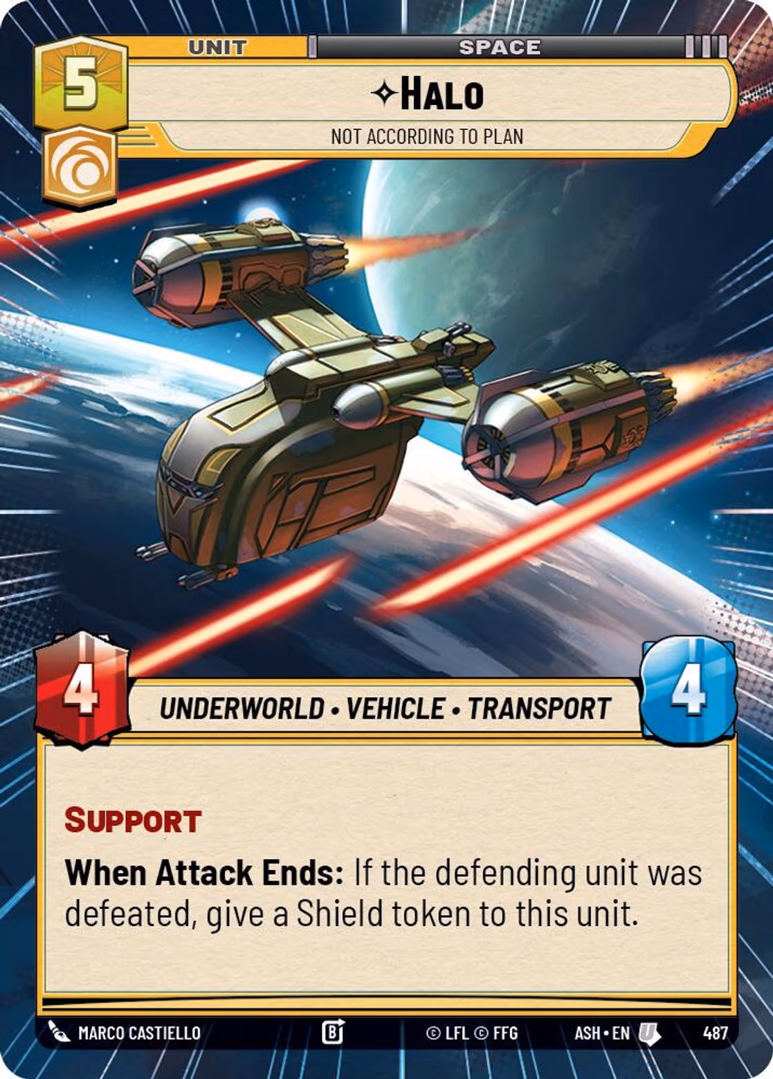 Halo - Not According to Plan ASH-487 Hyperspace Star Wars Unlimited card
