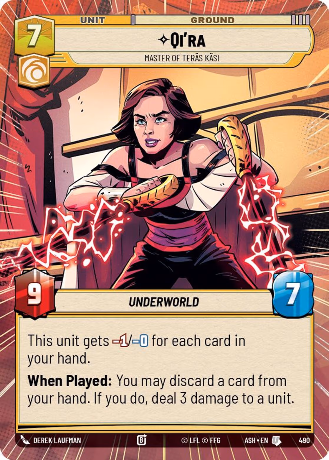 Qi'ra - Master of Teräs Käsi ASH-490 Hyperspace Star Wars Unlimited card