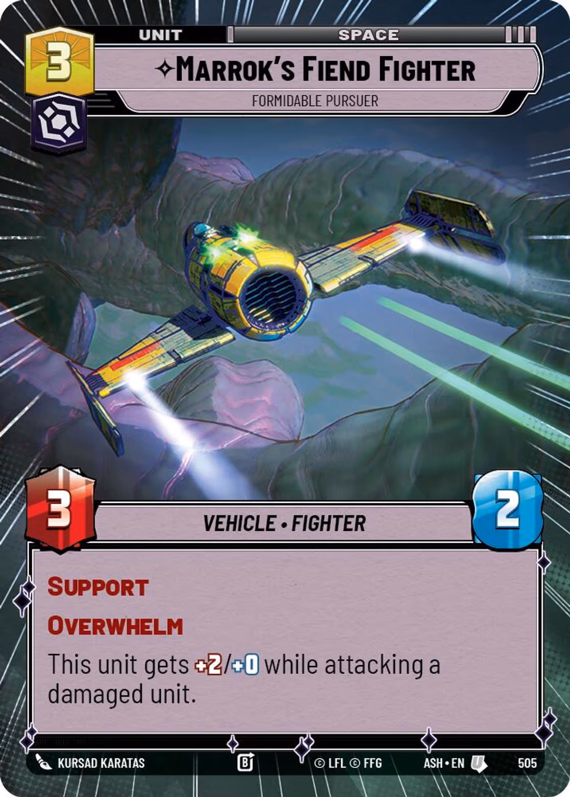 Marrok's Fiend Fighter - Formidable Pursuer ASH-505 Hyperspace Star Wars Unlimited card
