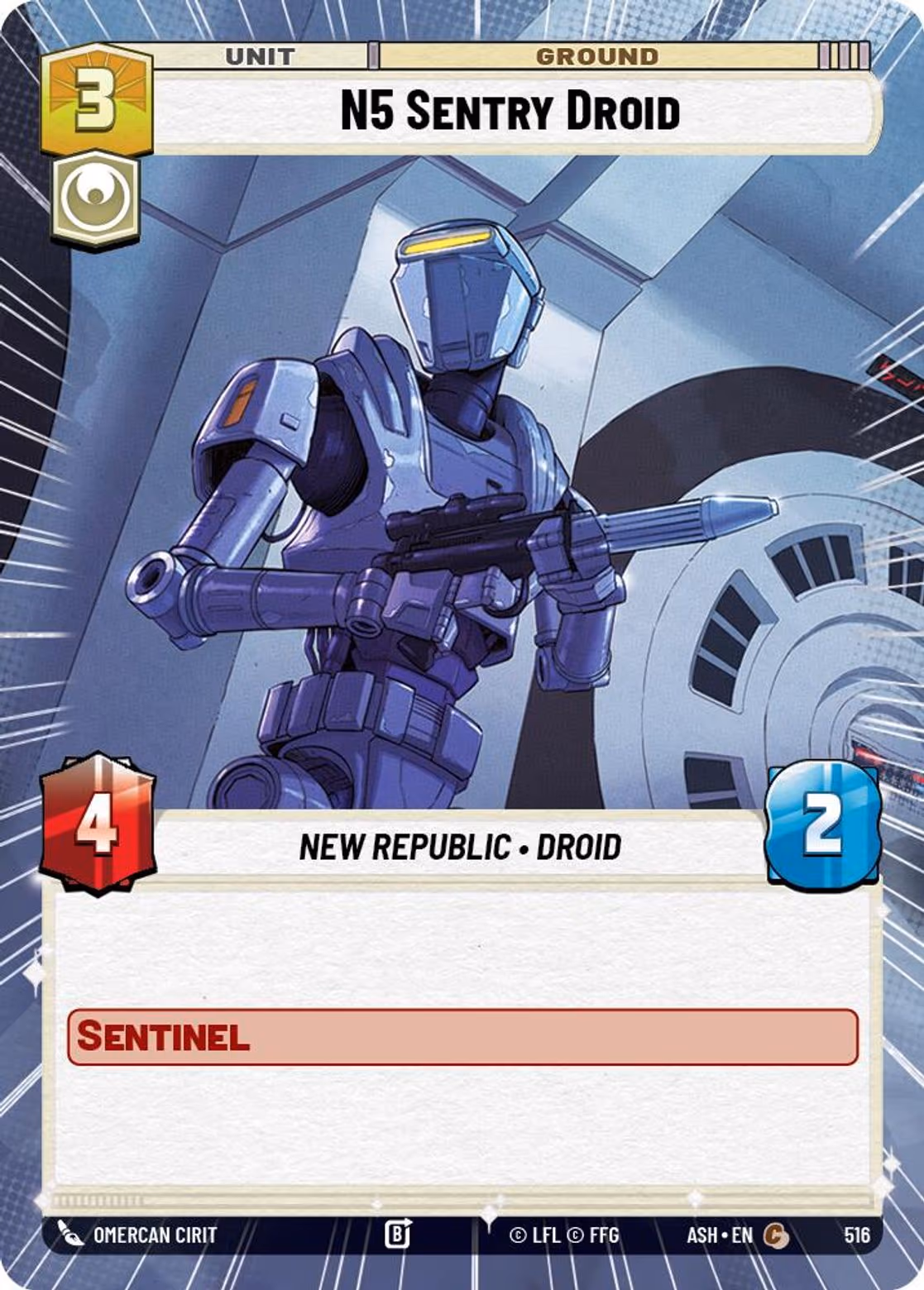 N5 Sentry Droid ASH-516 Hyperspace Star Wars Unlimited card