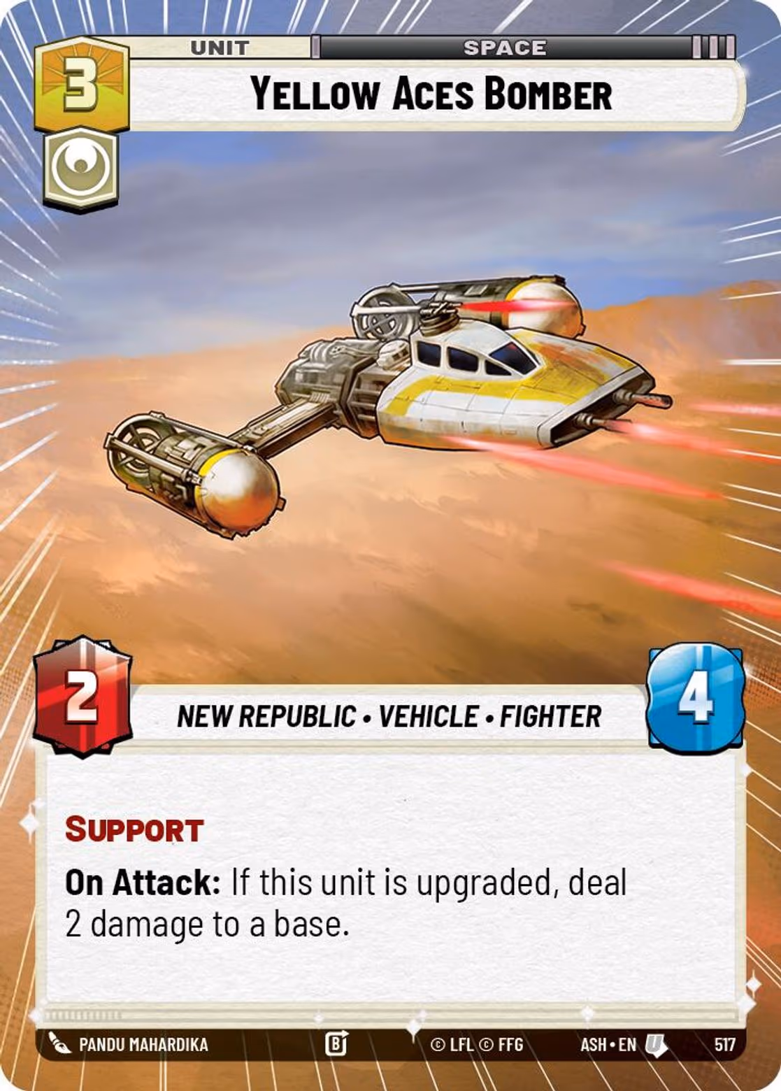 Yellow Aces Bomber ASH-517 Hyperspace Star Wars Unlimited card