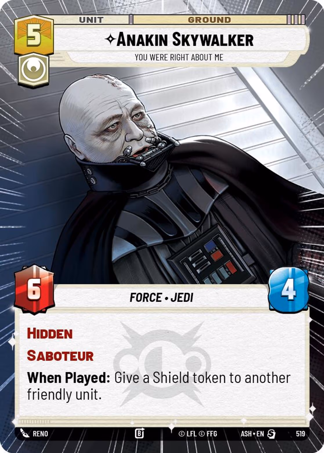 Anakin Skywalker - You Were Right About Me ASH-519 Hyperspace Star Wars Unlimited card