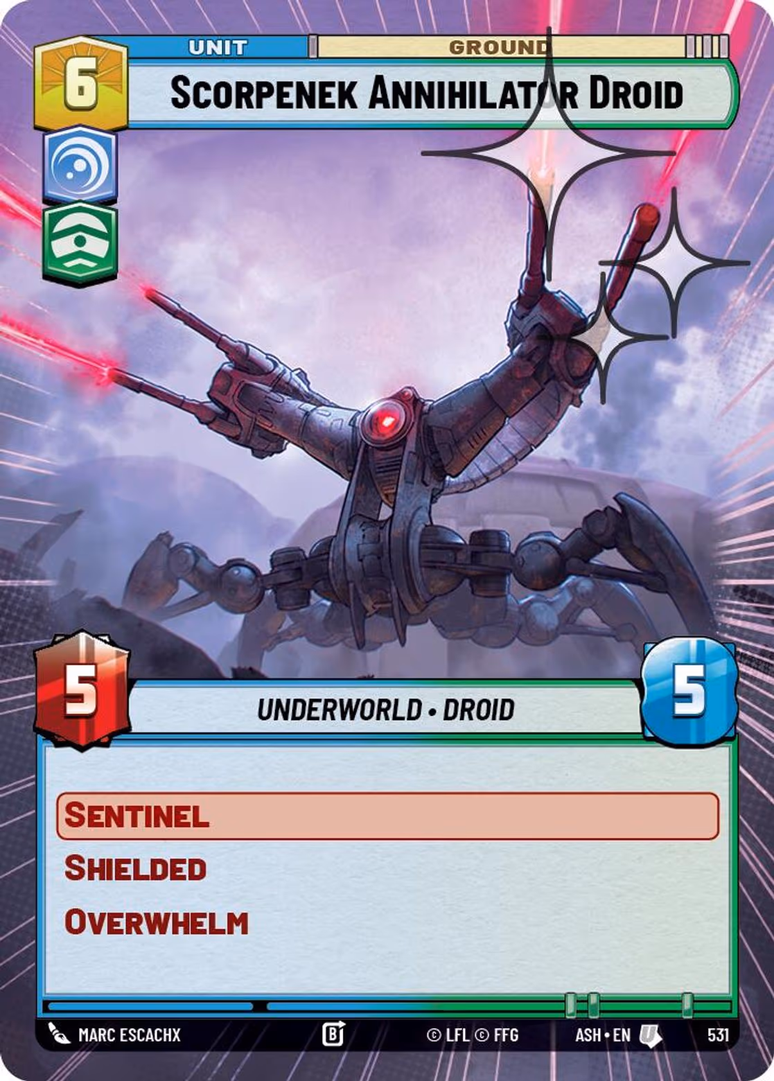 Scorpenek Annihilator Droid ASH-531 Hyperspace Foil Star Wars Unlimited card