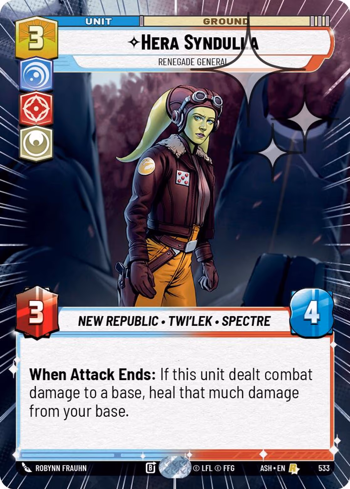 Hera Syndulla - Renegade General ASH-533 Hyperspace Foil Star Wars Unlimited card