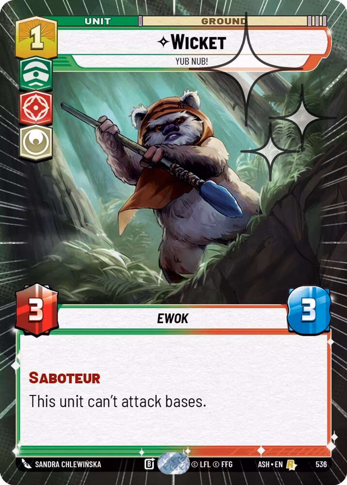 Wicket - Yub Nub! ASH-536 Hyperspace Foil Star Wars Unlimited card