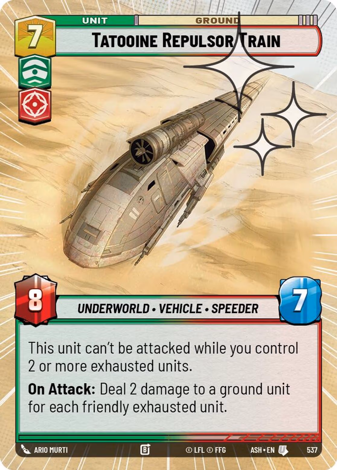 Tatooine Repulsor Train ASH-537 Hyperspace Foil Star Wars Unlimited card