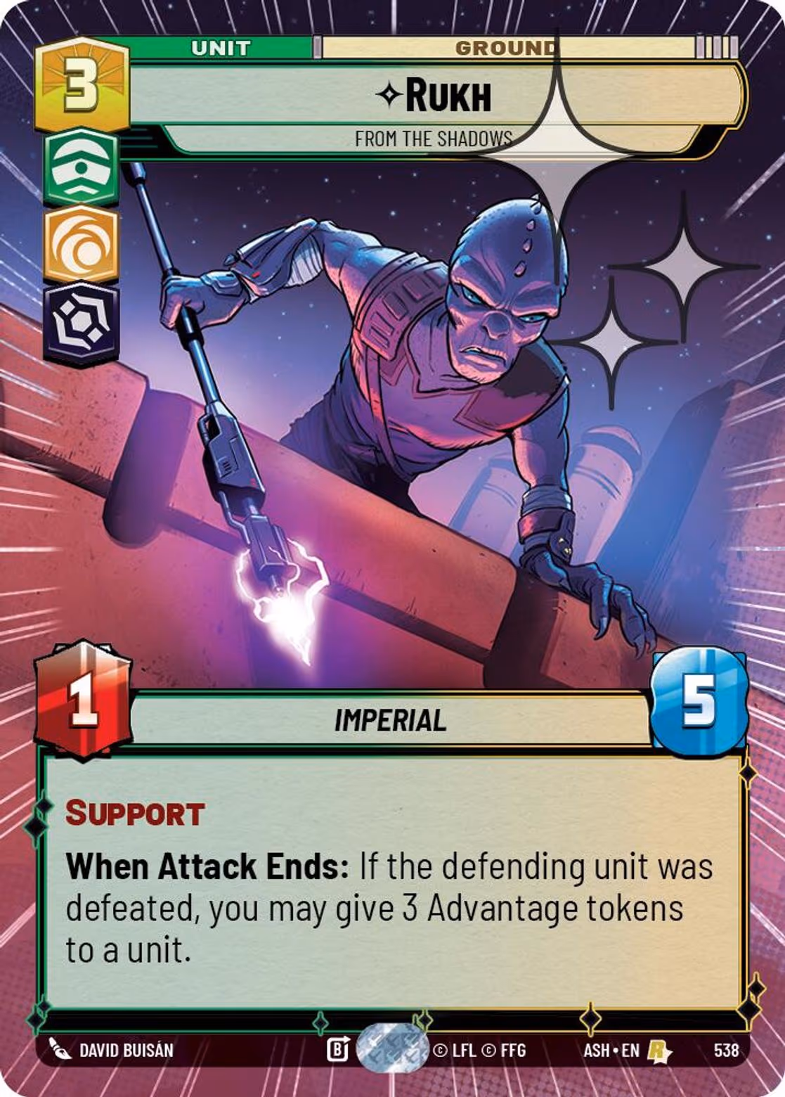 Rukh - From the Shadows ASH-538 Hyperspace Foil Star Wars Unlimited card