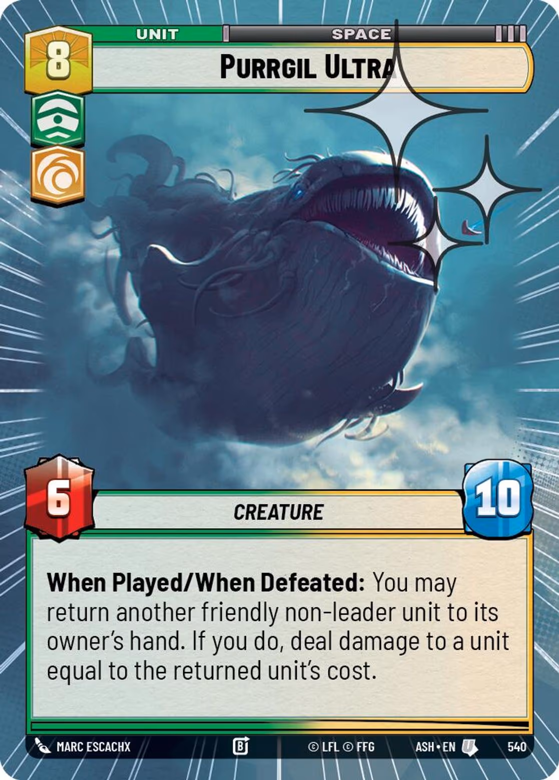 Purrgil Ultra ASH-540 Hyperspace Foil Star Wars Unlimited card