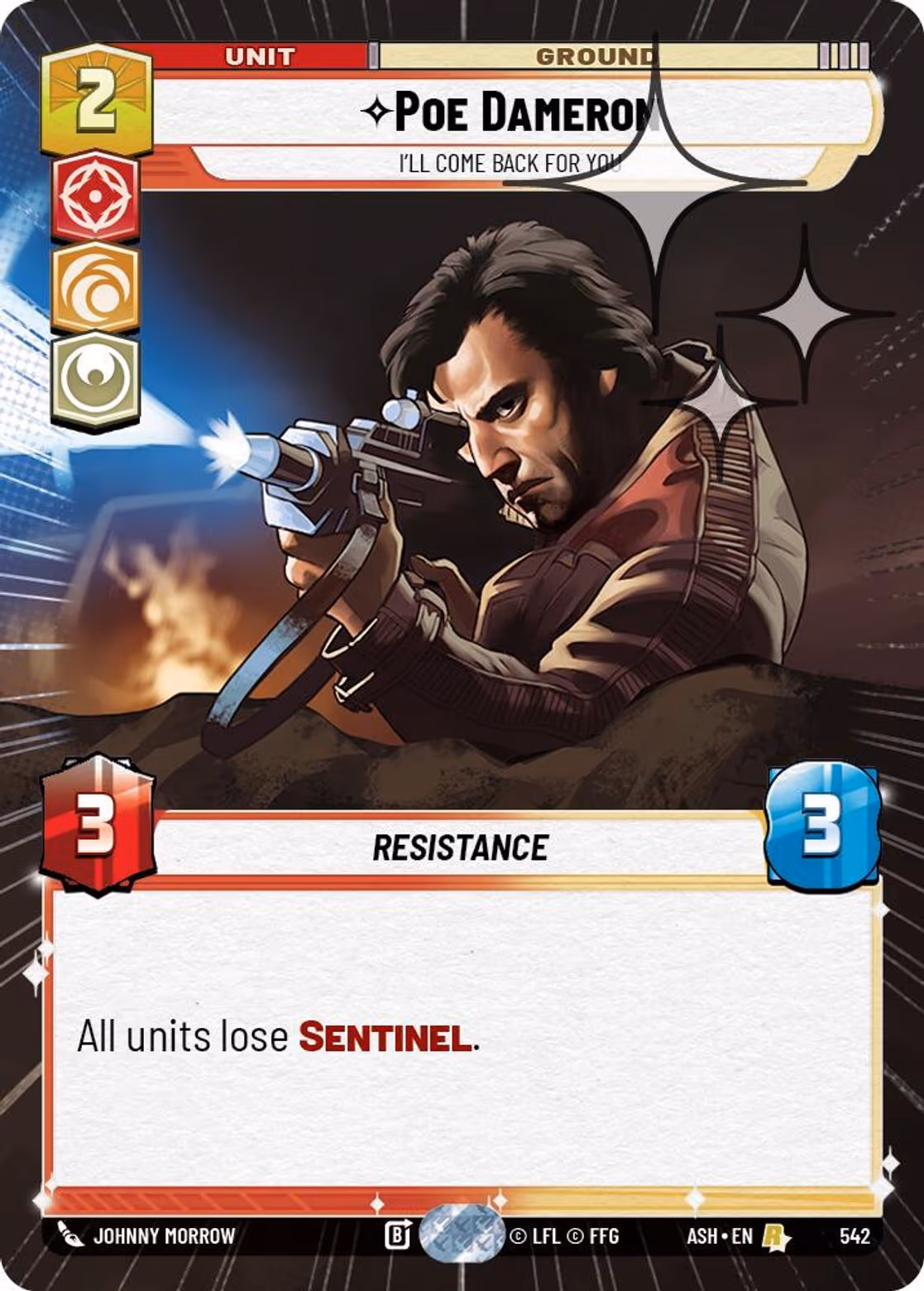 Poe Dameron - I'll Come Back For You ASH-542 Hyperspace Foil Star Wars Unlimited card