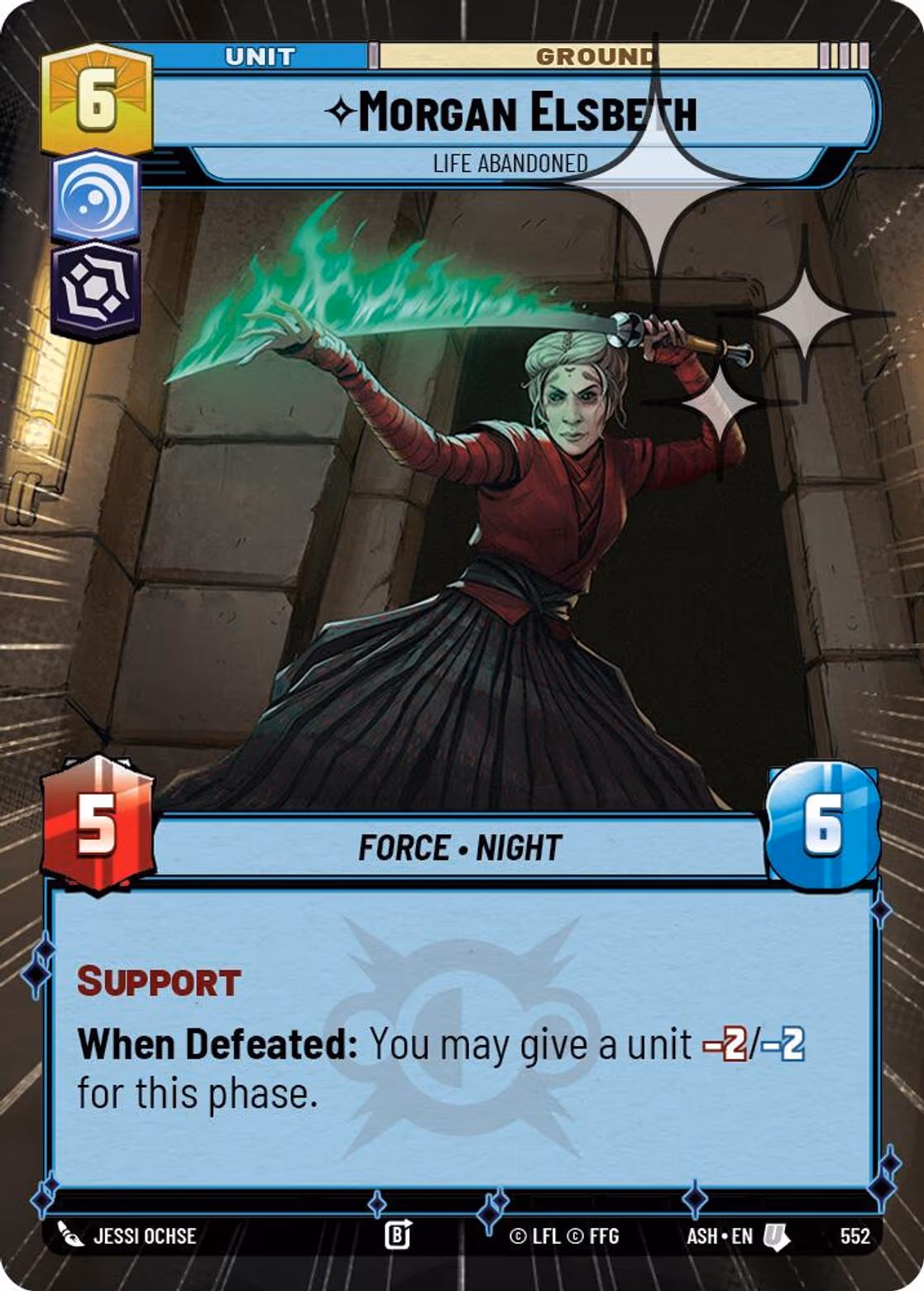 Morgan Elsbeth - Life Abandoned ASH-552 Hyperspace Foil Star Wars Unlimited card