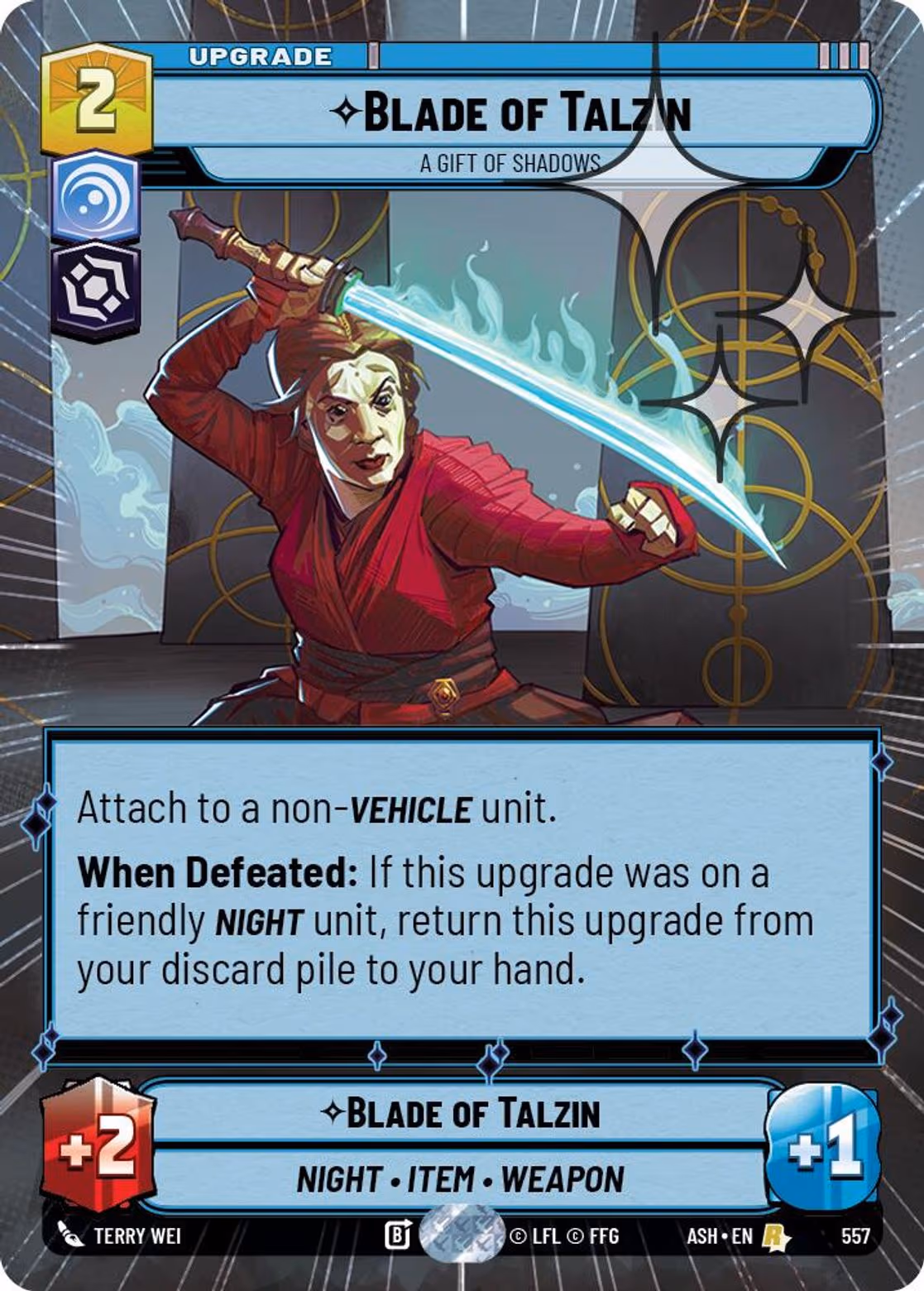 Blade of Talzin - A Gift of Shadows ASH-557 Hyperspace Foil Star Wars Unlimited card