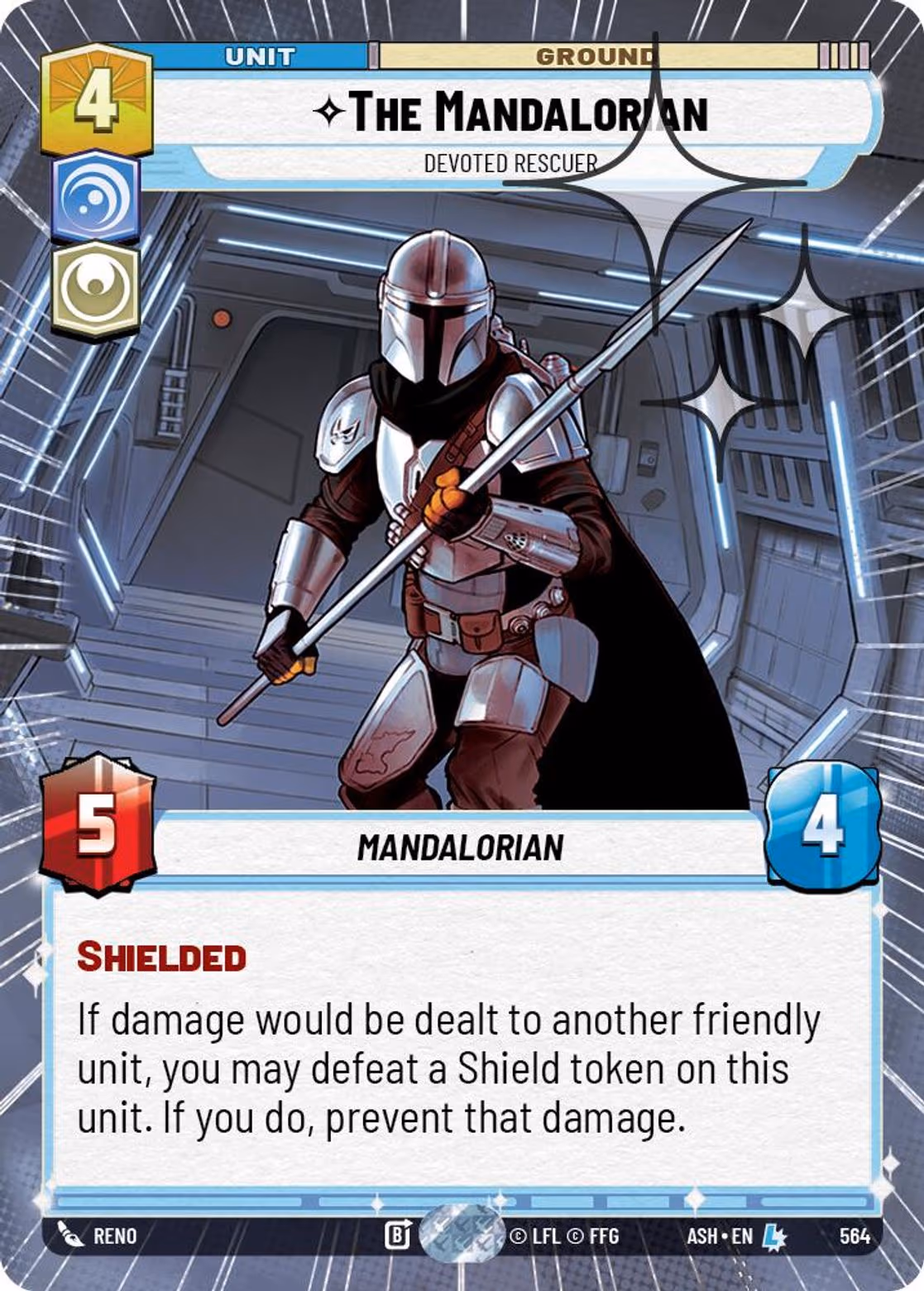 The Mandalorian - Devoted Rescuer ASH-564 Hyperspace Foil Star Wars Unlimited card