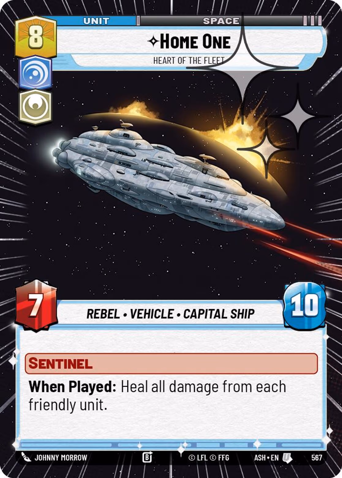 Home One - Heart of the Fleet ASH-567 Hyperspace Foil Star Wars Unlimited card