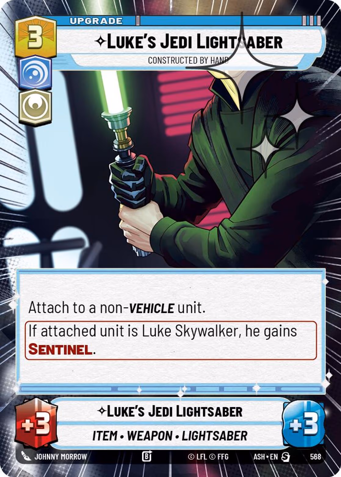 Luke's Jedi Lightsaber - Constructed by Hand ASH-568 Hyperspace Foil Star Wars Unlimited card