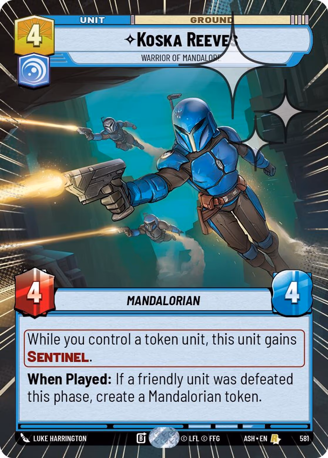 Koska Reeves - Warrior of Mandalore ASH-581 Hyperspace Foil Star Wars Unlimited card