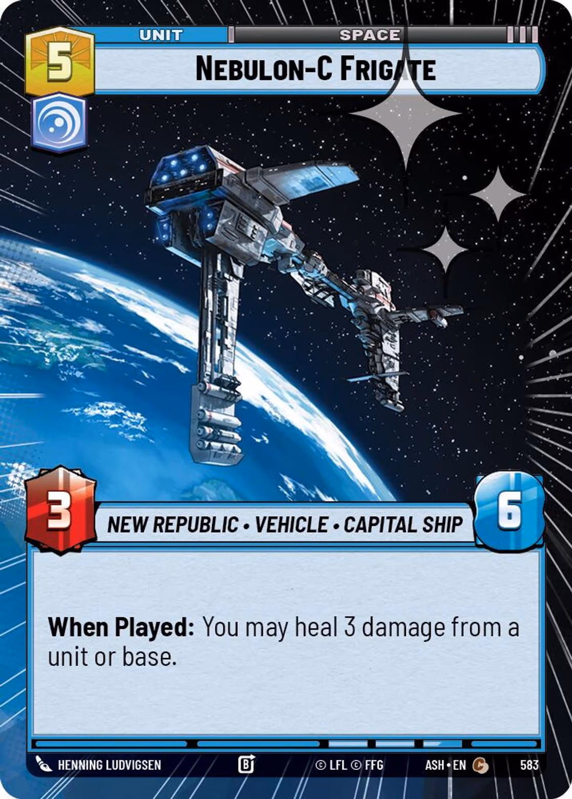 Nebulon-C Frigate ASH-583 Hyperspace Foil Star Wars Unlimited card