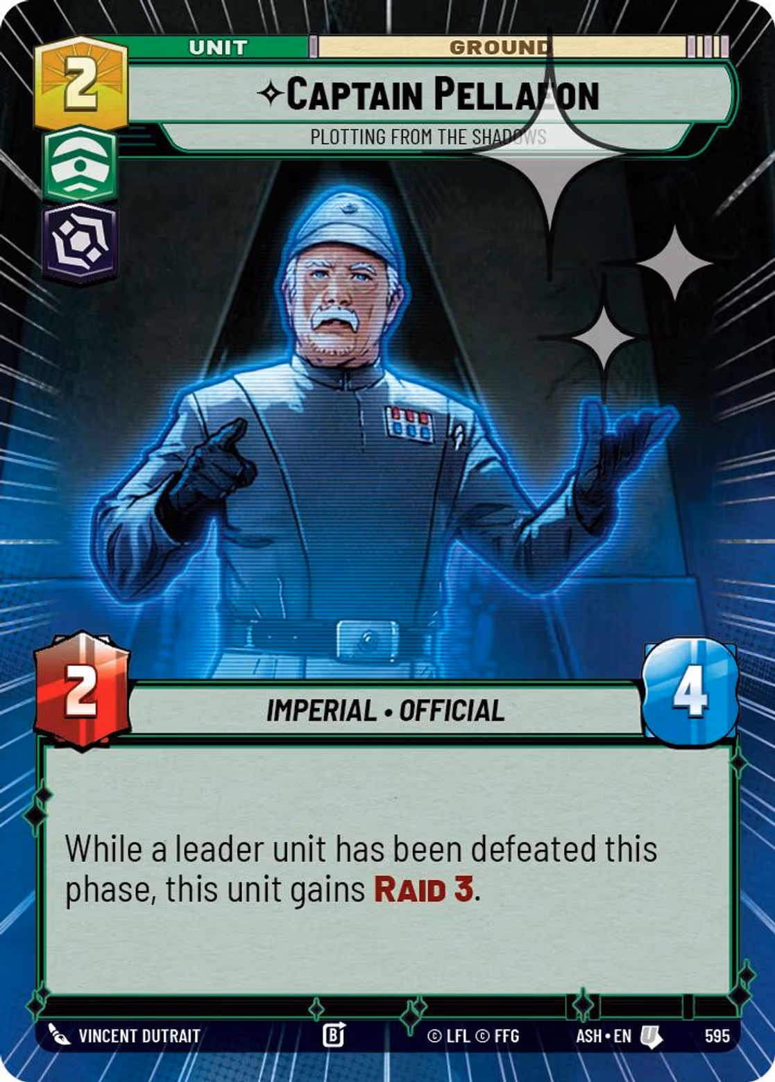 Captain Pellaeon - Plotting from the Shadows ASH-595 Hyperspace Foil Star Wars Unlimited card