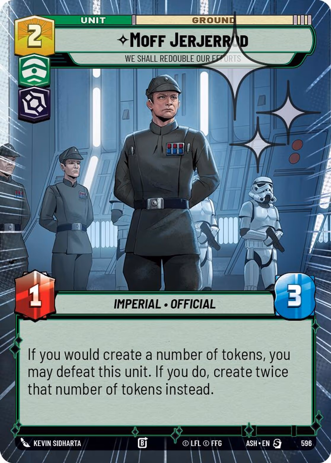 Moff Jerjerrod - We Shall Redouble Our Efforts ASH-596 Hyperspace Foil Star Wars Unlimited card