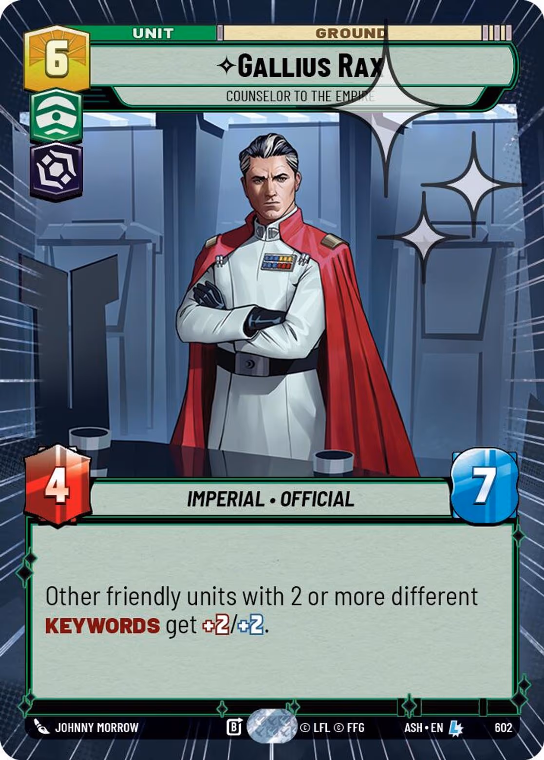 Gallius Rax - Counselor to the Empire ASH-602 Hyperspace Foil Star Wars Unlimited card